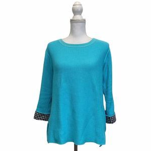 Margaret Winter Blue Knit Small High Low Sweater